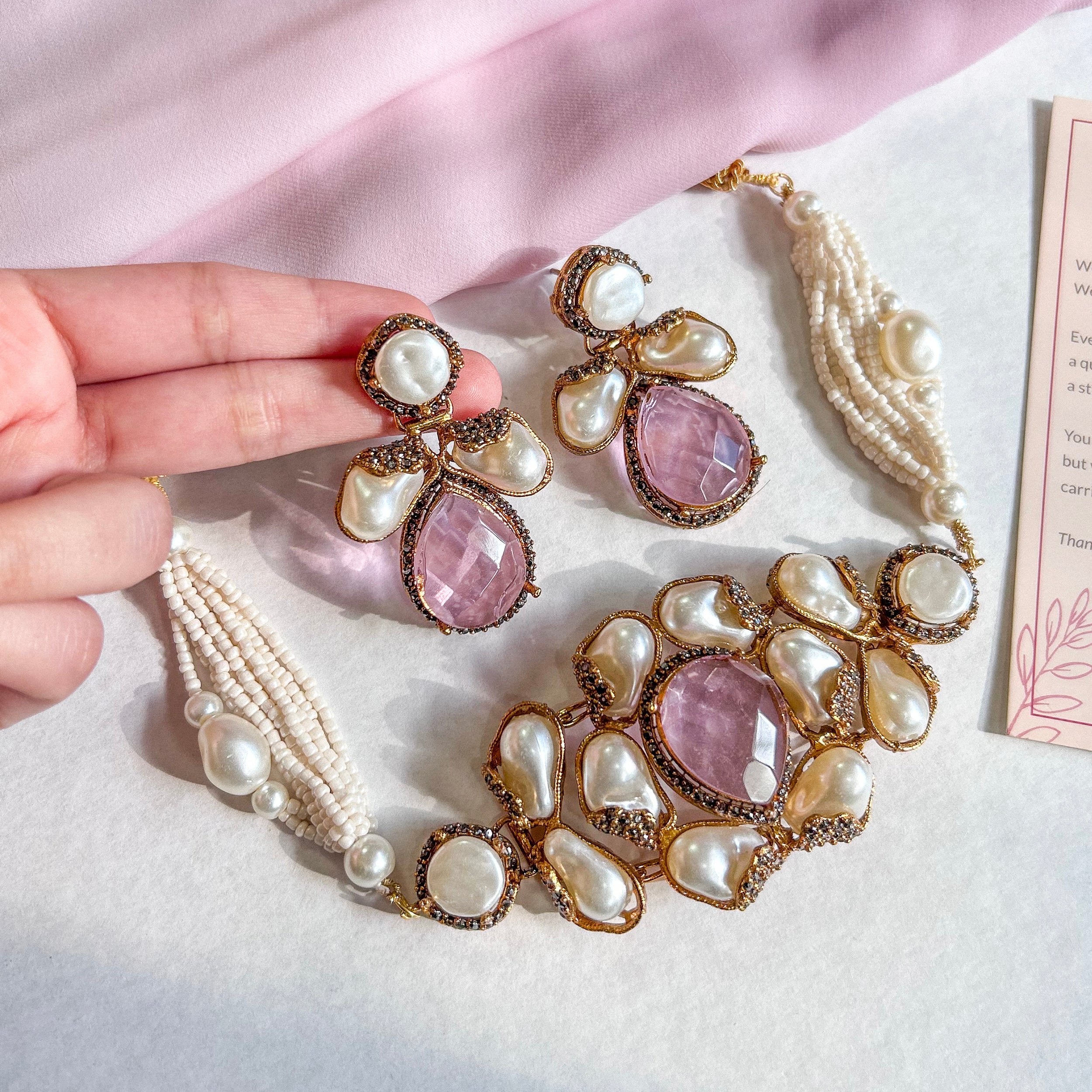 Heera-e-Hunar Choker Set - Blush Gold
