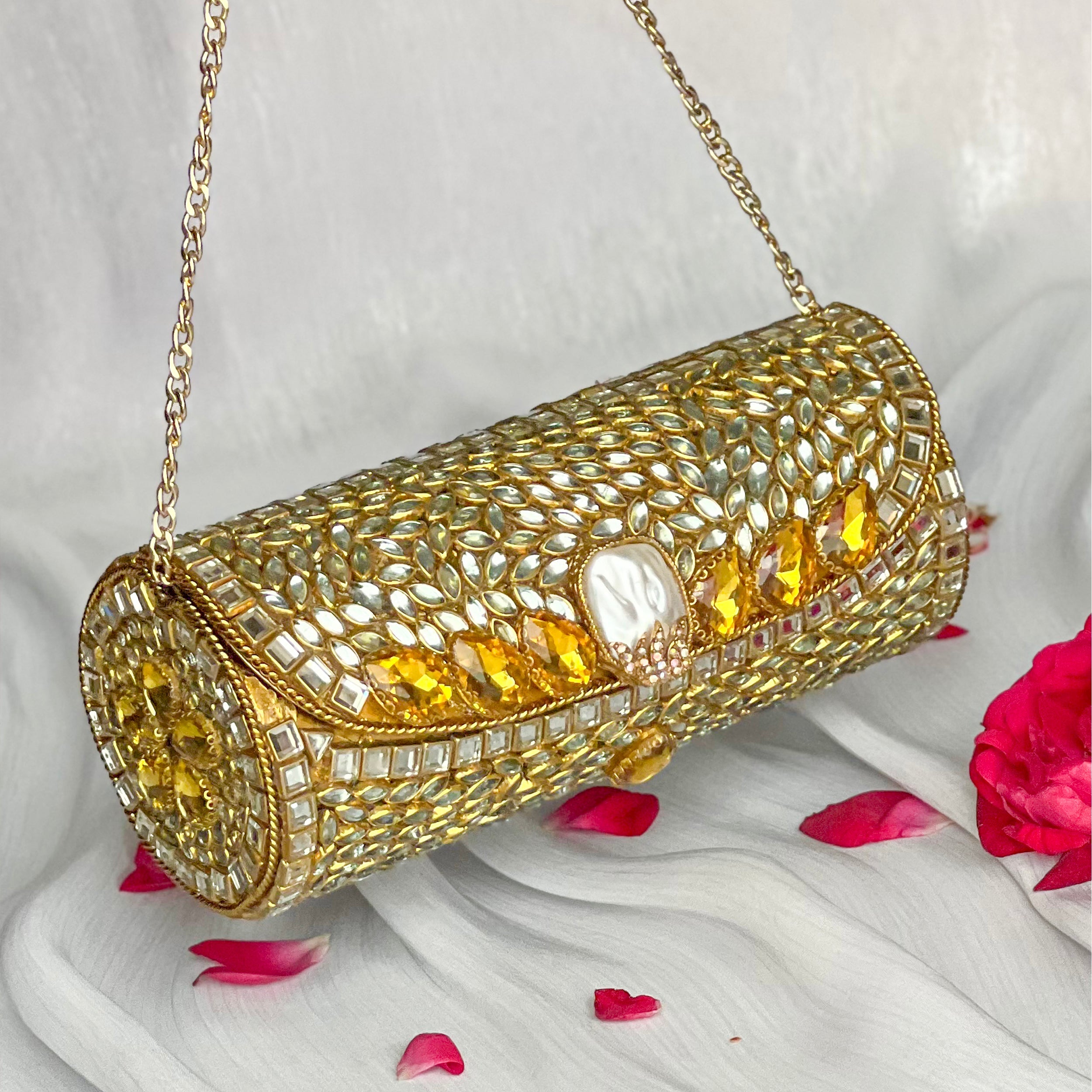 By La Lueur | Naghma Clutch - CL-01 - Citrine