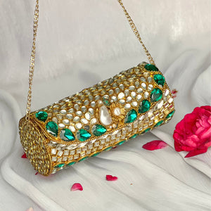 By La Lueur | Naghma Clutch - CL-01 - Emerald Green