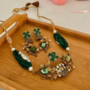 Hoorum Choker Set - Emerald Green