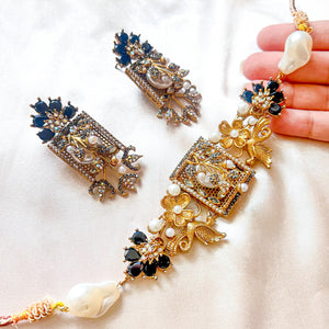 By La Lueur | CS-58 | Umra-o-Jaan Choker Set - Onyx
