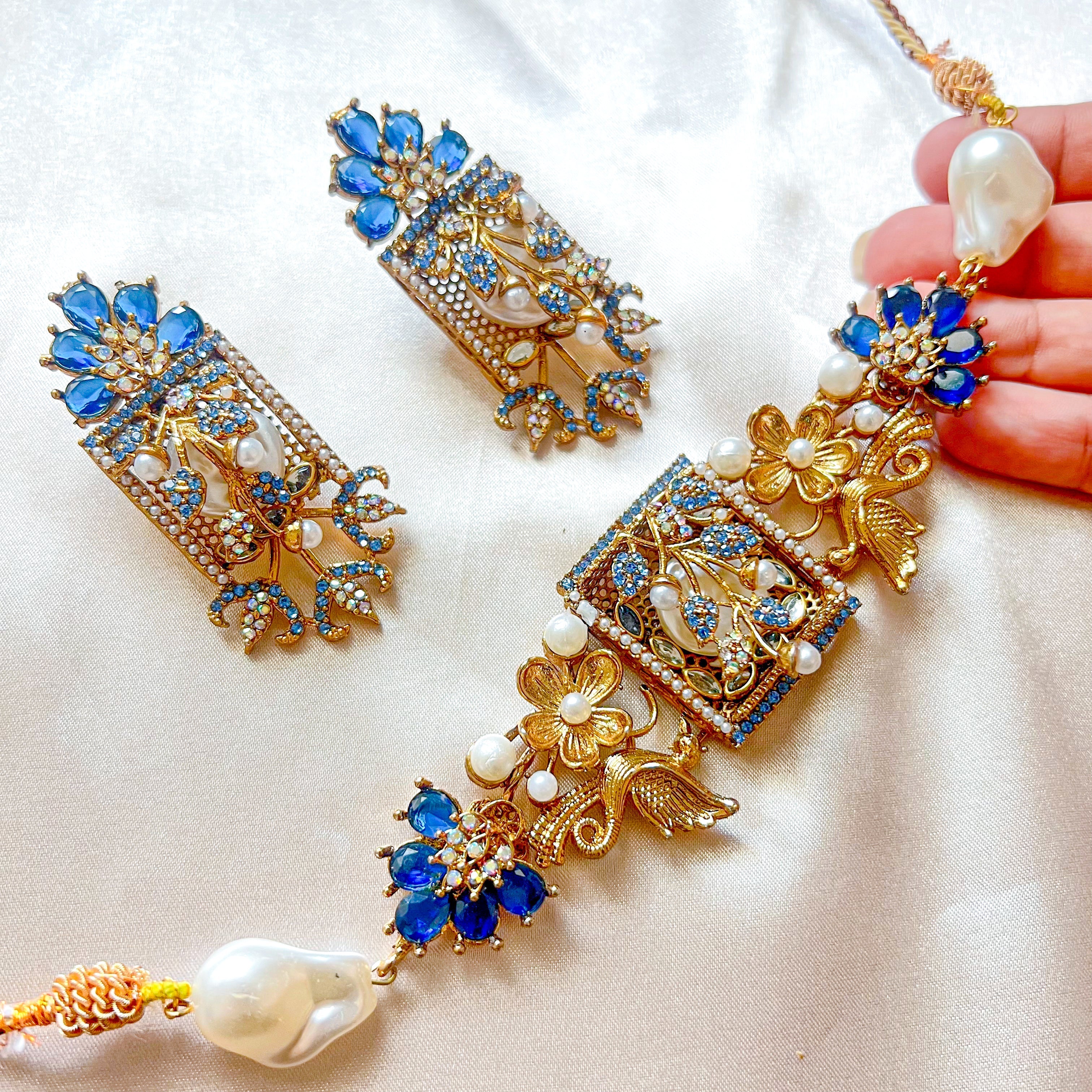 By La Lueur | CS-58 | Umra-o-Jaan Choker Set - Midnight Blue