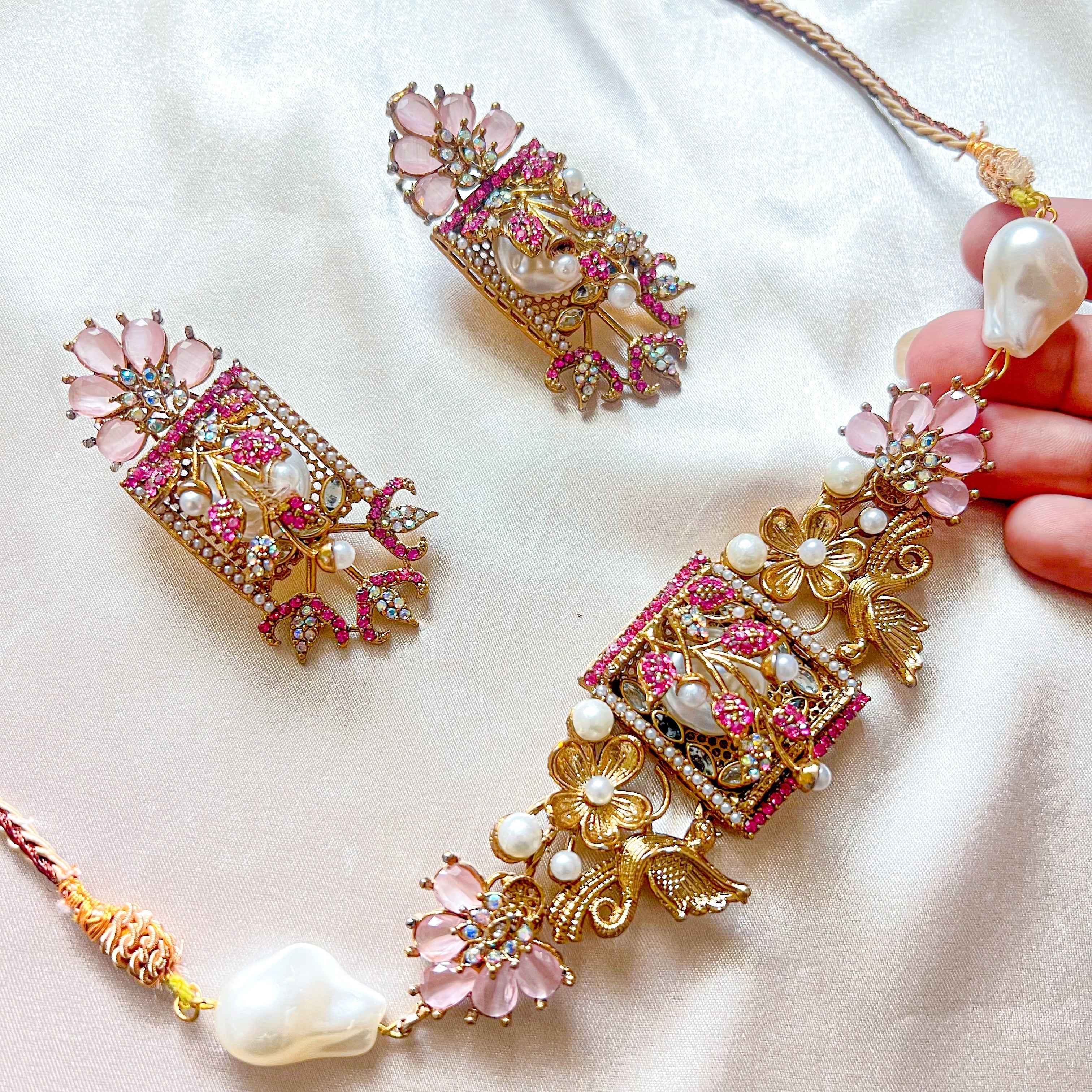 By La Lueur | CS-58 | Umra-o-Jaan Choker Set - Rose