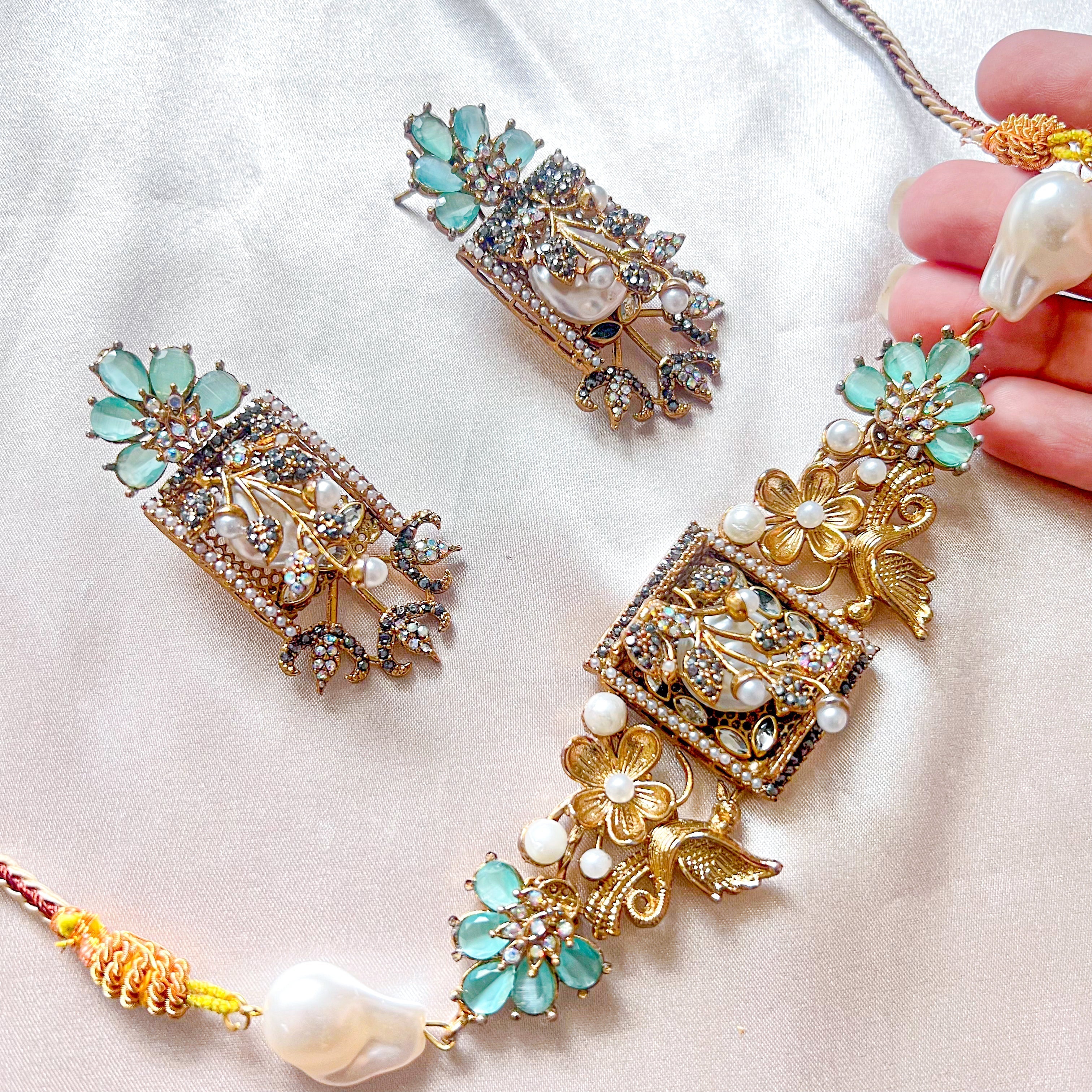 By La Lueur | CS-58 | Umra-o-Jaan Choker Set - Aqua