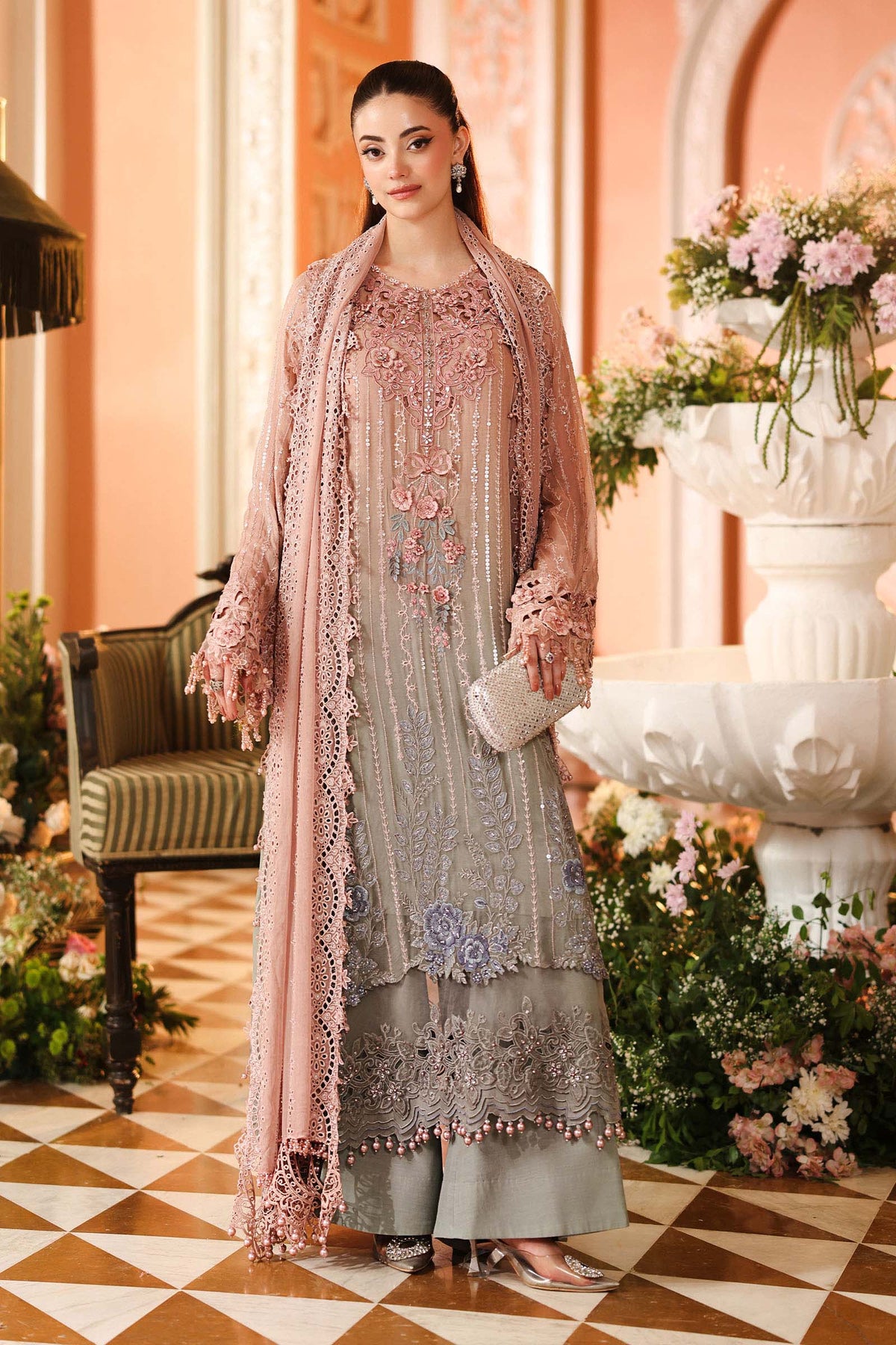Maria B Chiffons Ombre Blossom heavy formal 3 piece stitched suit AZ-MBCH-D-02