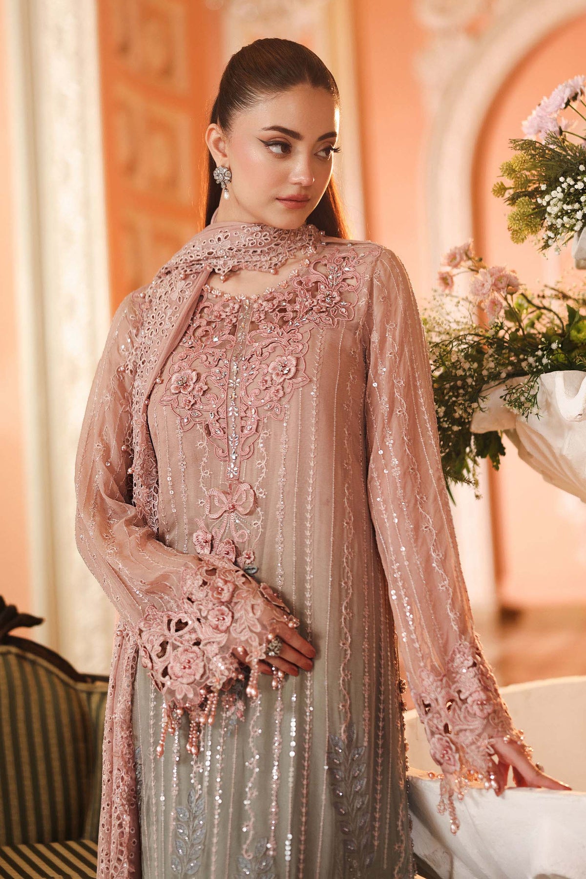 Maria B Chiffons Ombre Blossom heavy formal 3 piece stitched suit AZ-MBCH-D-02