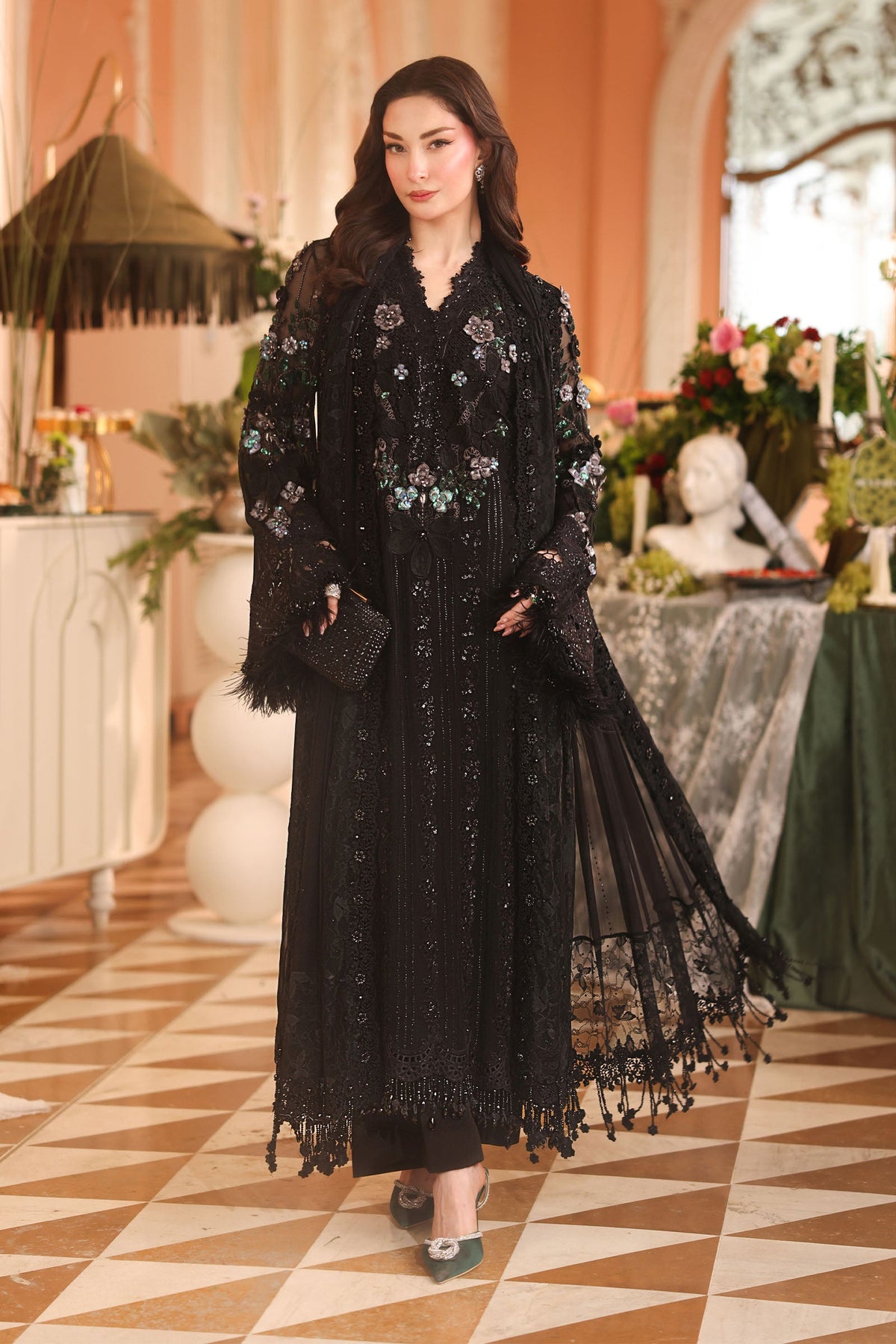 Maria B Chiffons Black heavy formal 3 piece stitched suit AZ-MBCH-D-04