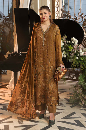 Maria B Chiffons Mustard heavy formal 3 piece stitched suit AZ-MBCH-D-05