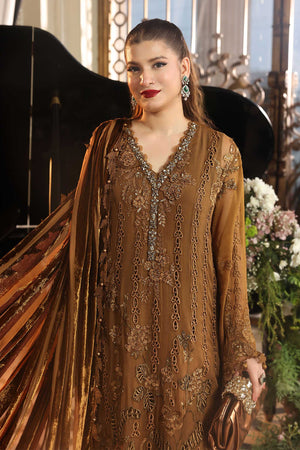 Maria B Chiffons Mustard heavy formal 3 piece stitched suit AZ-MBCH-D-05