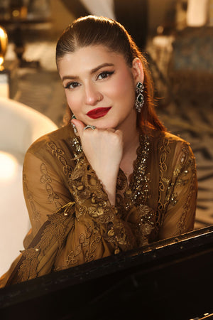Maria B Chiffons Mustard heavy formal 3 piece stitched suit AZ-MBCH-D-05