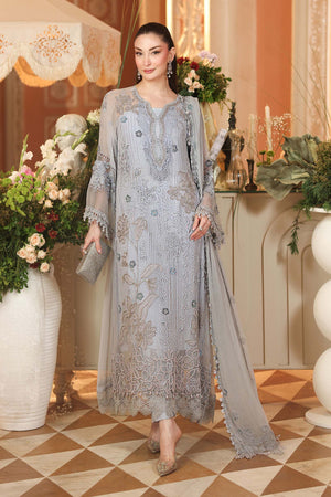 Maria B Chiffons Powder Blue heavy formal 3 piece stitched suit AZ-MBCH-D-06