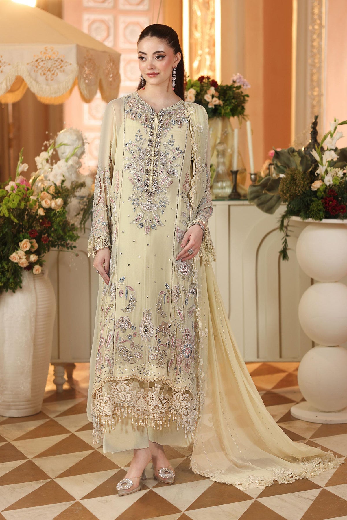 Maria B Chiffons Pastel Sunshine heavy formal 3 piece stitched suit AZ-MBCH-D-08