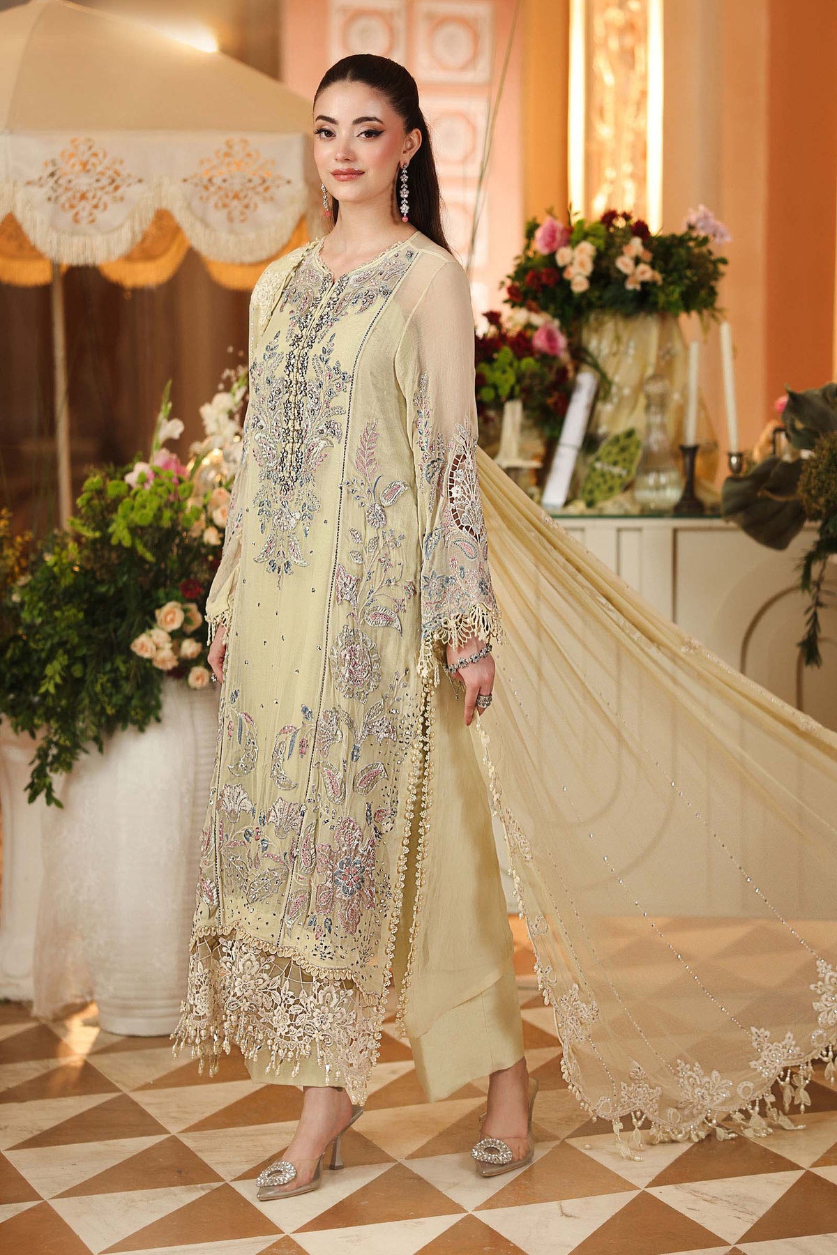 Maria B Chiffons Pastel Sunshine heavy formal 3 piece stitched suit AZ-MBCH-D-08