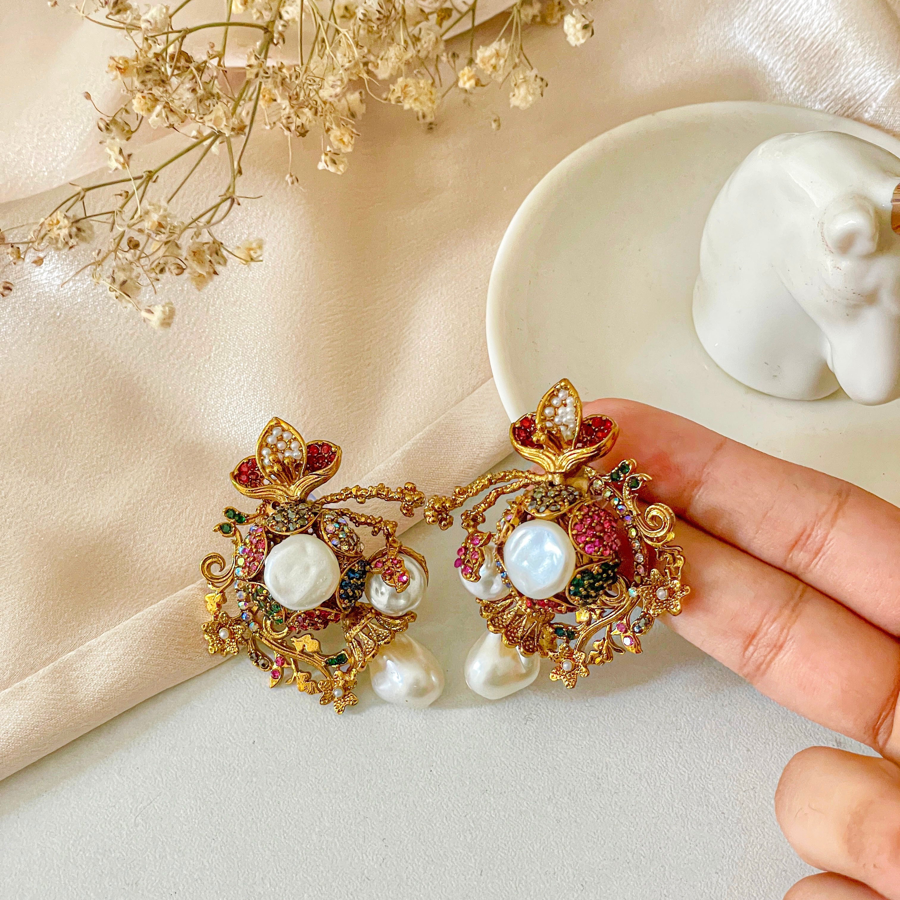 By La Lueur | ER-109 | Koh-e-Gohar Earrings - Multi