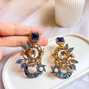 Aks-e-Noori Earrings - Midnight Blue