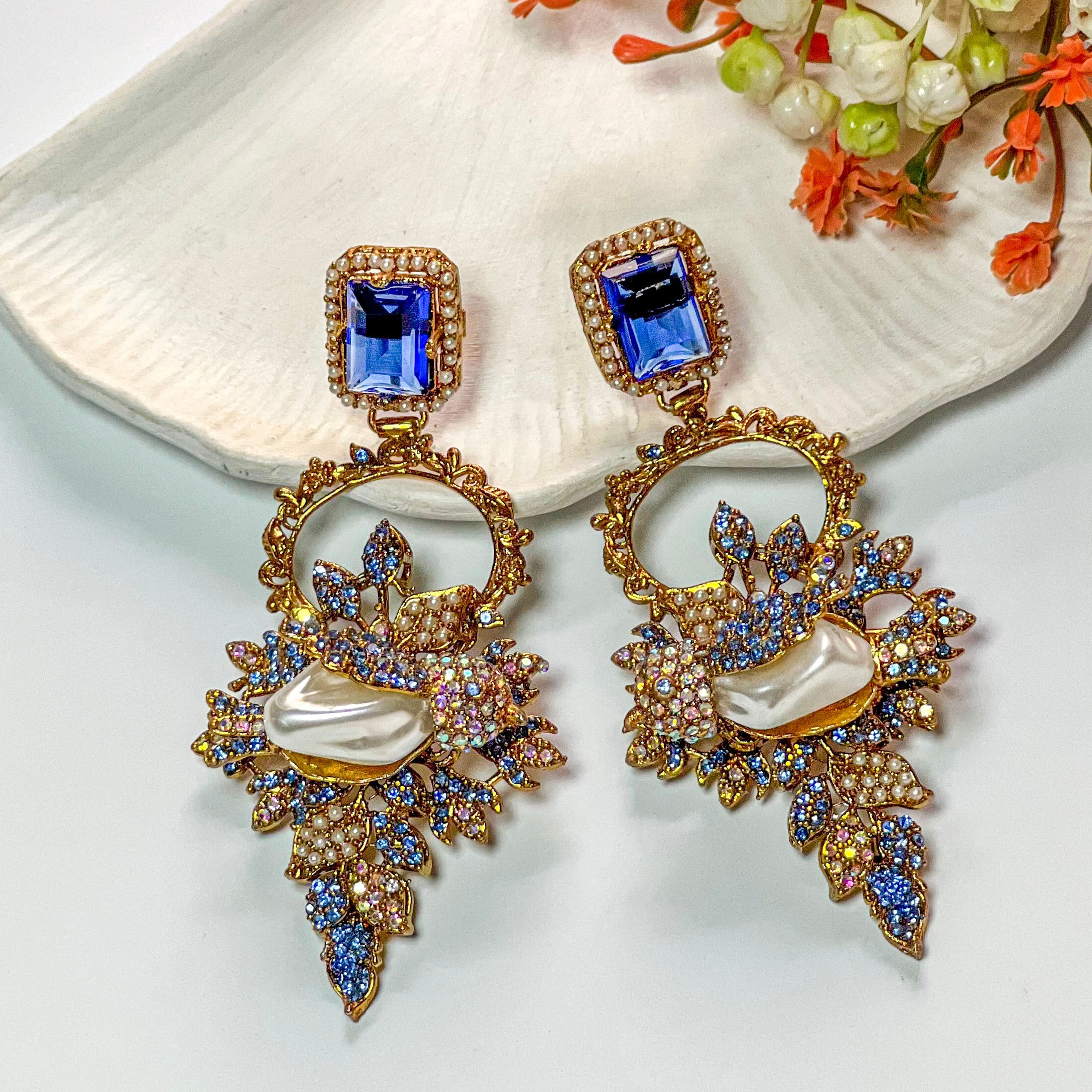 By La Lueur | ER-115 | Gulbahaar Earrings - Midnight Blue