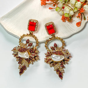 By La Lueur | ER-115 | Gulbahaar Earrings - Ruby