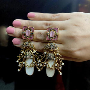 By La Lueur | ER-68 | Noor Mahal (D2) Earrings - Rose