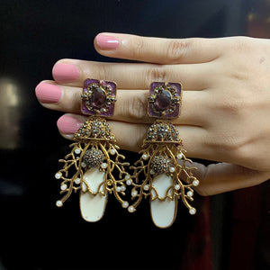 By La Lueur | ER-68 | Noor Mahal (D2) Earrings - Plum Purple