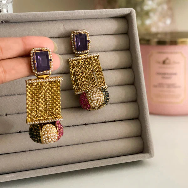 Kehkashan Earrings - Plum Gilt