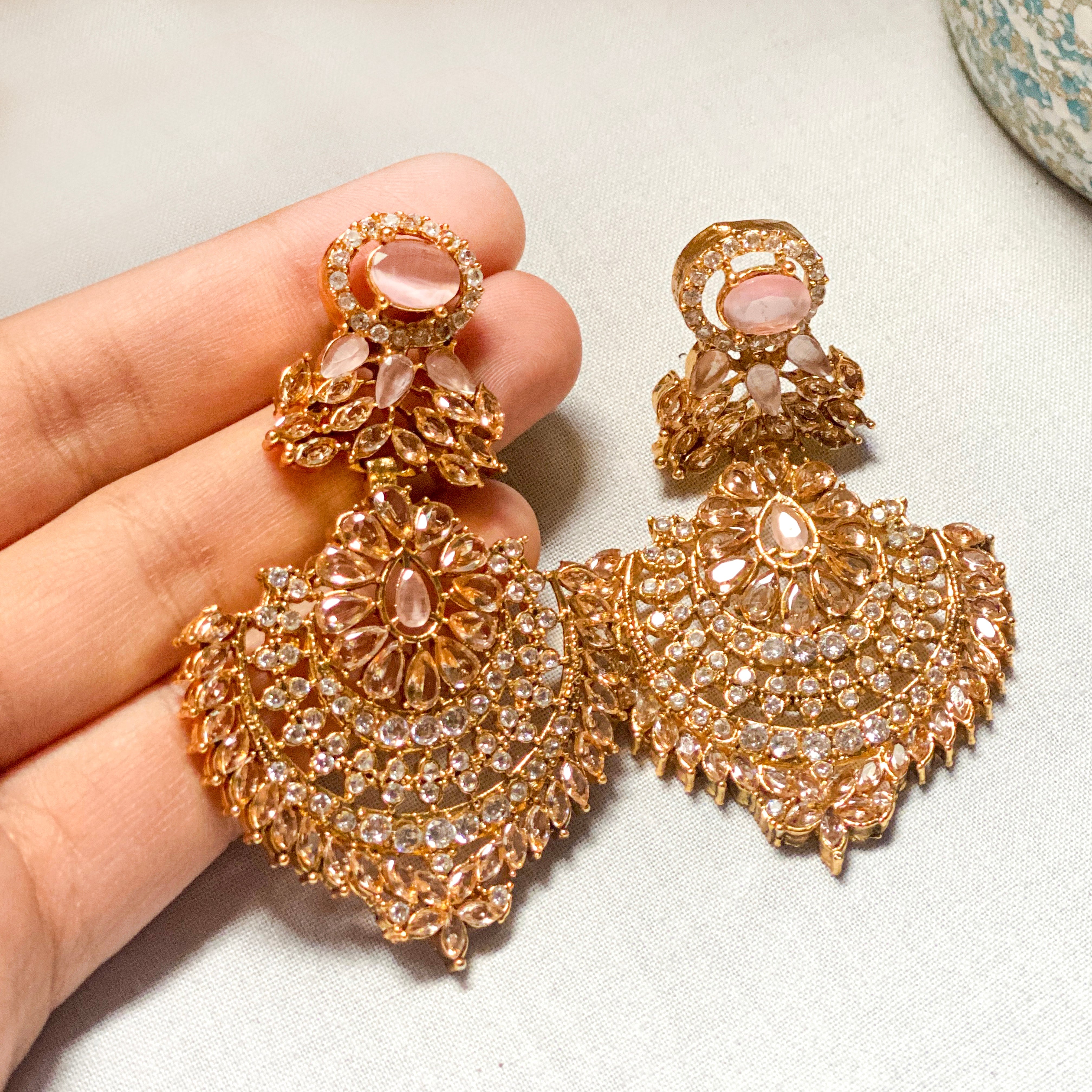 By La Lueur | ER-84 | Chandni Earrings - Blush Gold