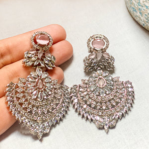 By La Lueur | ER-84 | Chandni Earrings - Rose Silver
