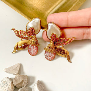 By La Lueur | ER-86 | Husn-e-Dil Earrings - Blush Gold