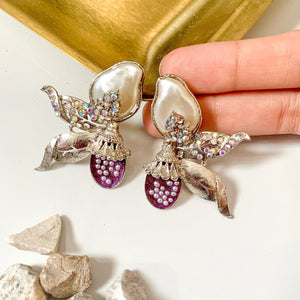 By La Lueur | ER-86 | Husn-e-Dil Earrings - Plum Frost