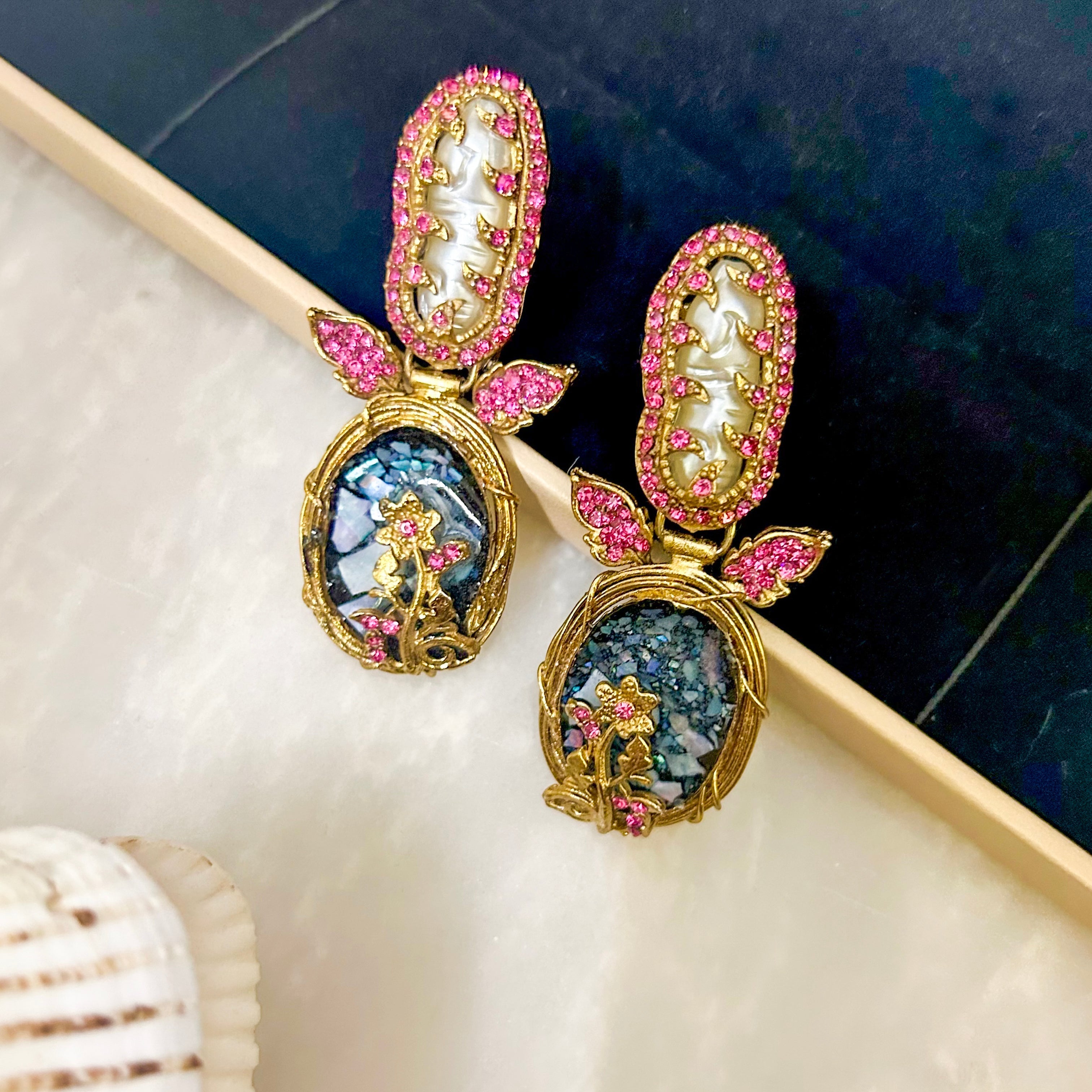 Gul-e-Rang Earrings - Fuchsia