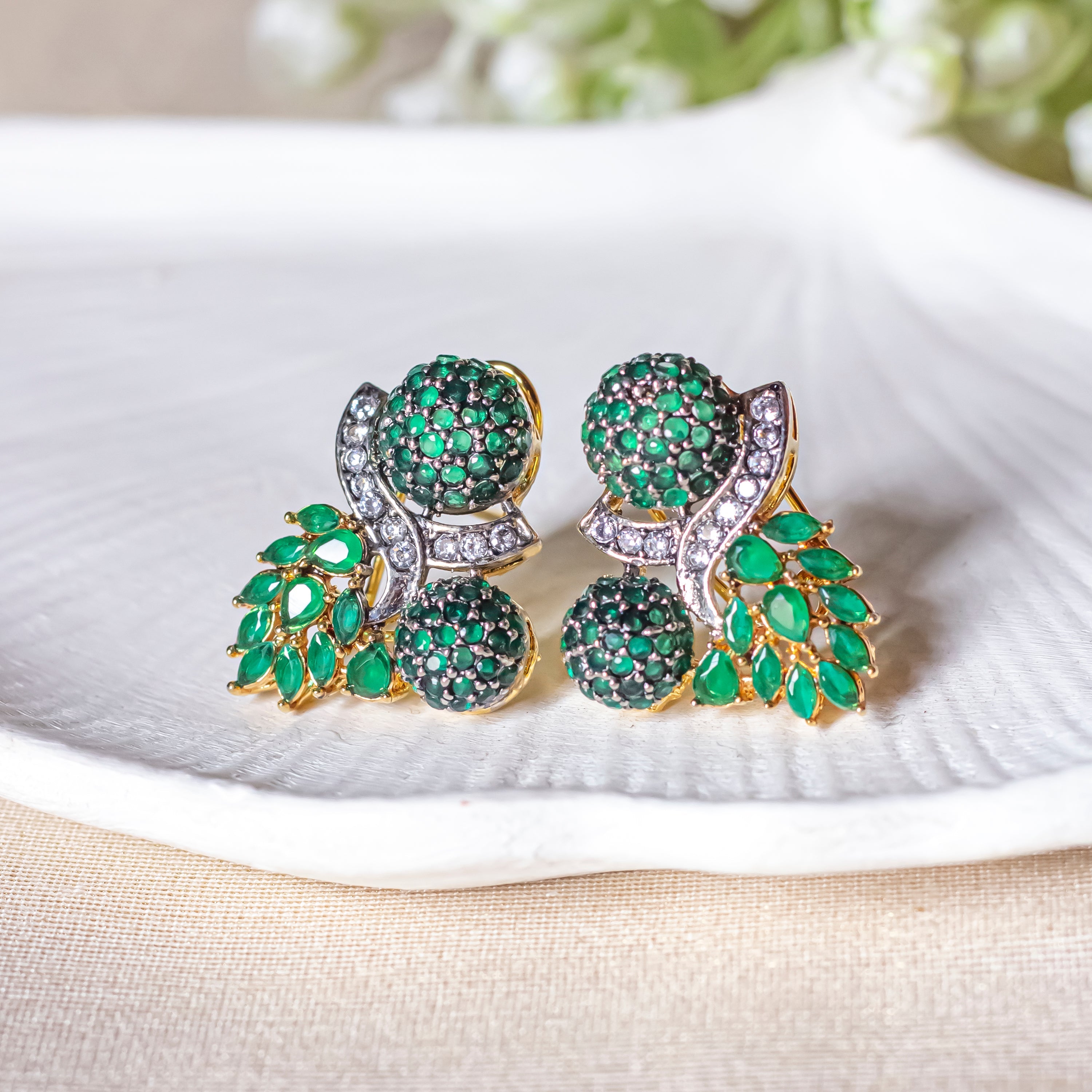By La Lueur | ER-117 | Gulwara Earrings - Seafoam
