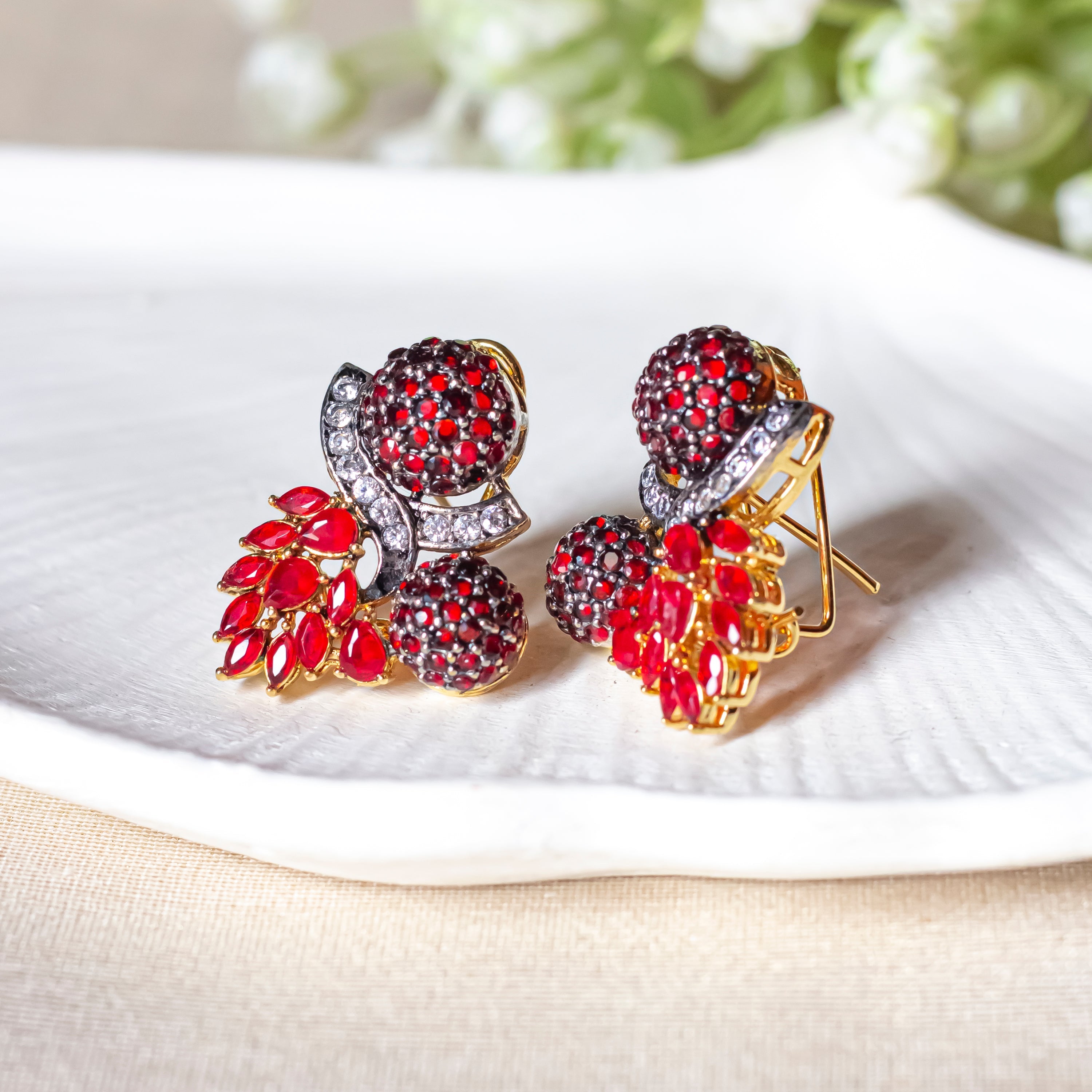 By La Lueur | ER-117 | Gulwara Earrings - Ruby