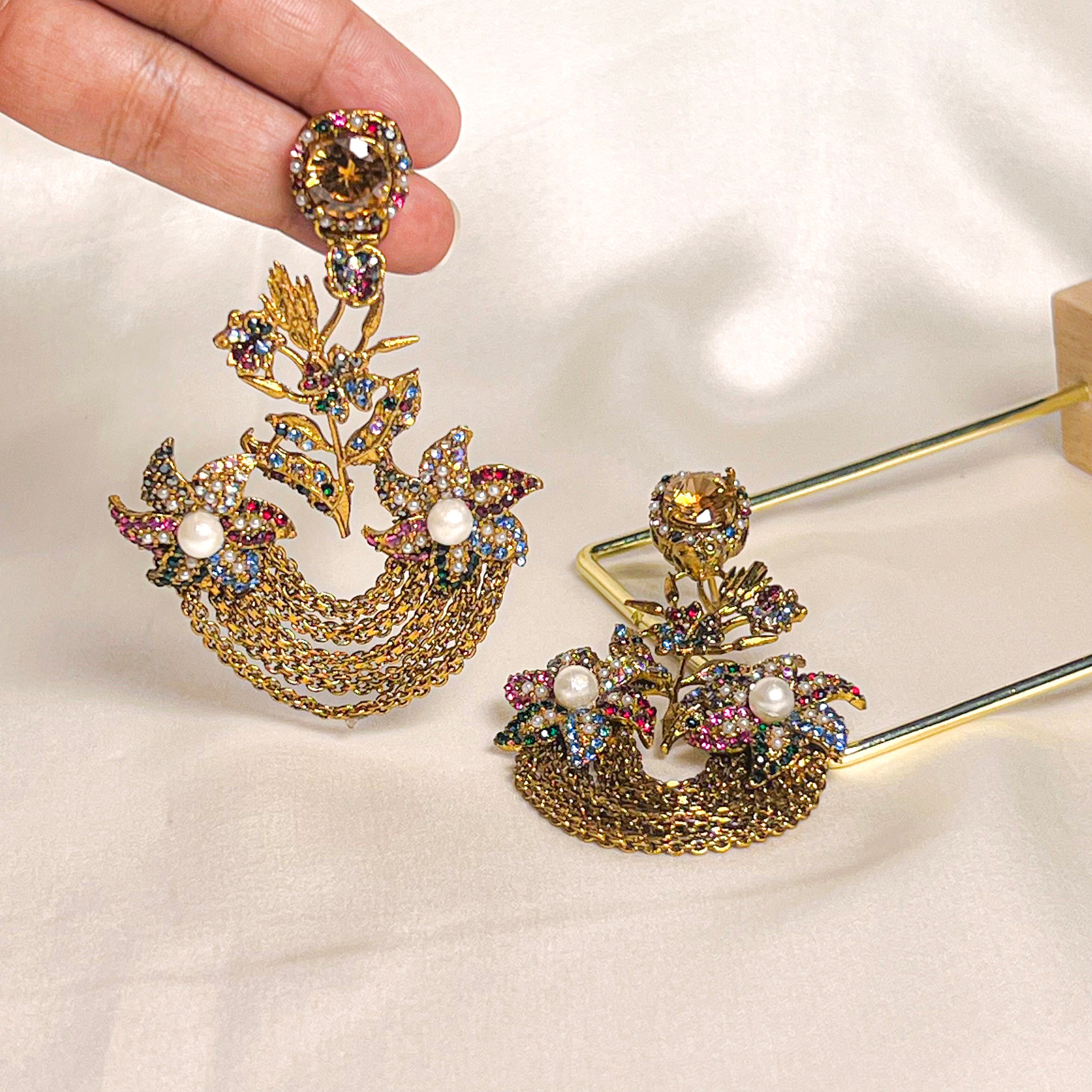 By La Lueur | ER-119 | Lalezar Earrings - Champagne