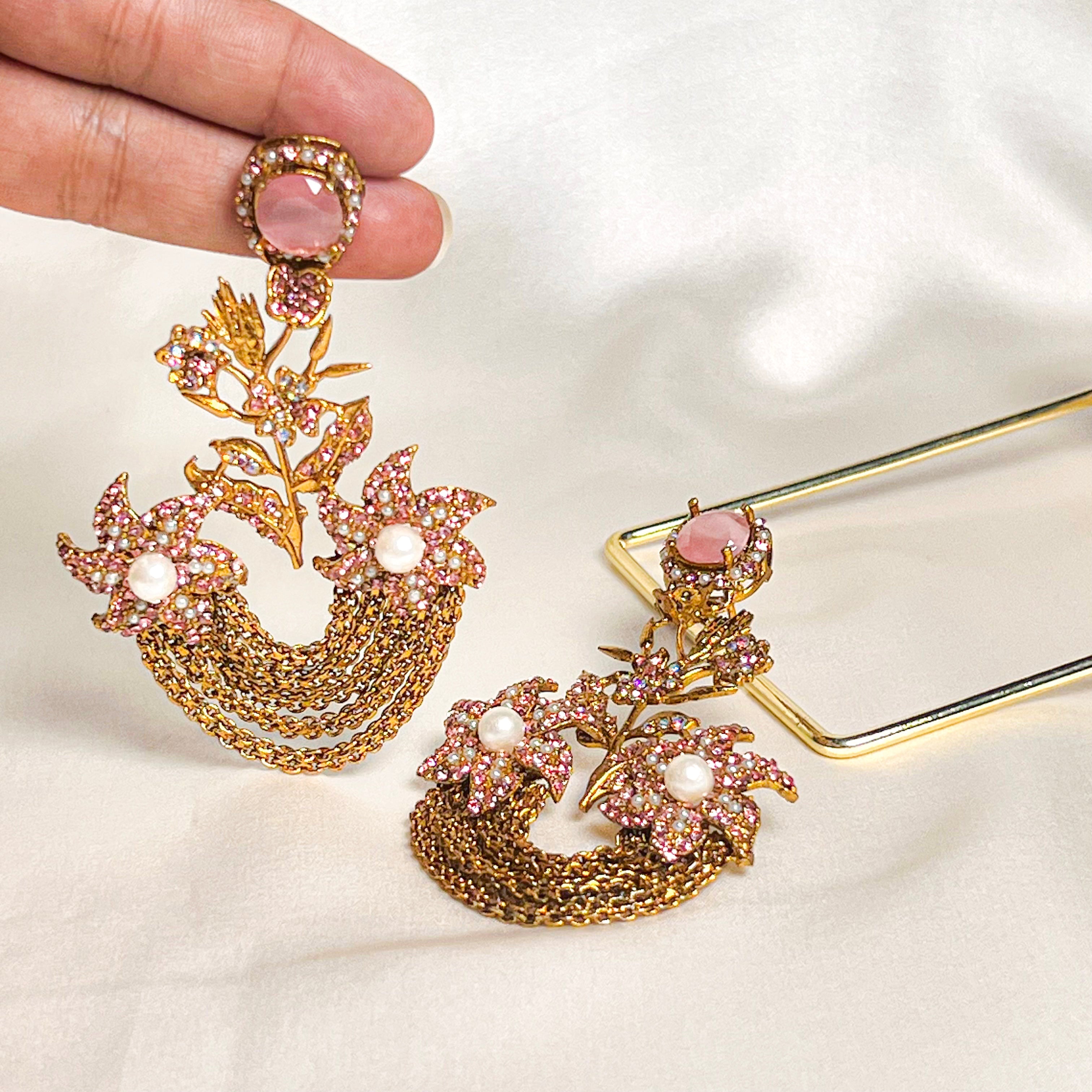 By La Lueur | ER-119 | Lalezar Earrings - Rose