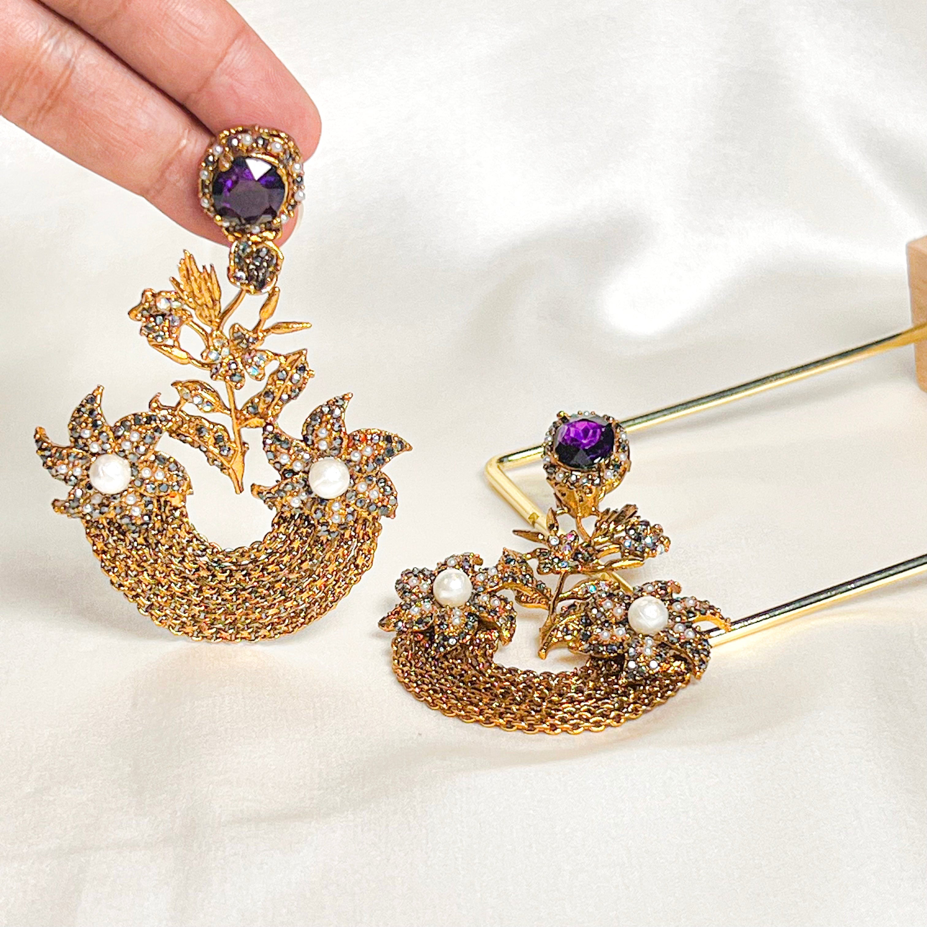 By La Lueur | ER-119 | Lalezar Earrings - Plum Purple