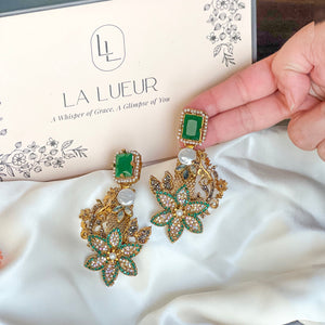 By La Lueur | ER-140 | Gulnaar Earrings - Emerald Green