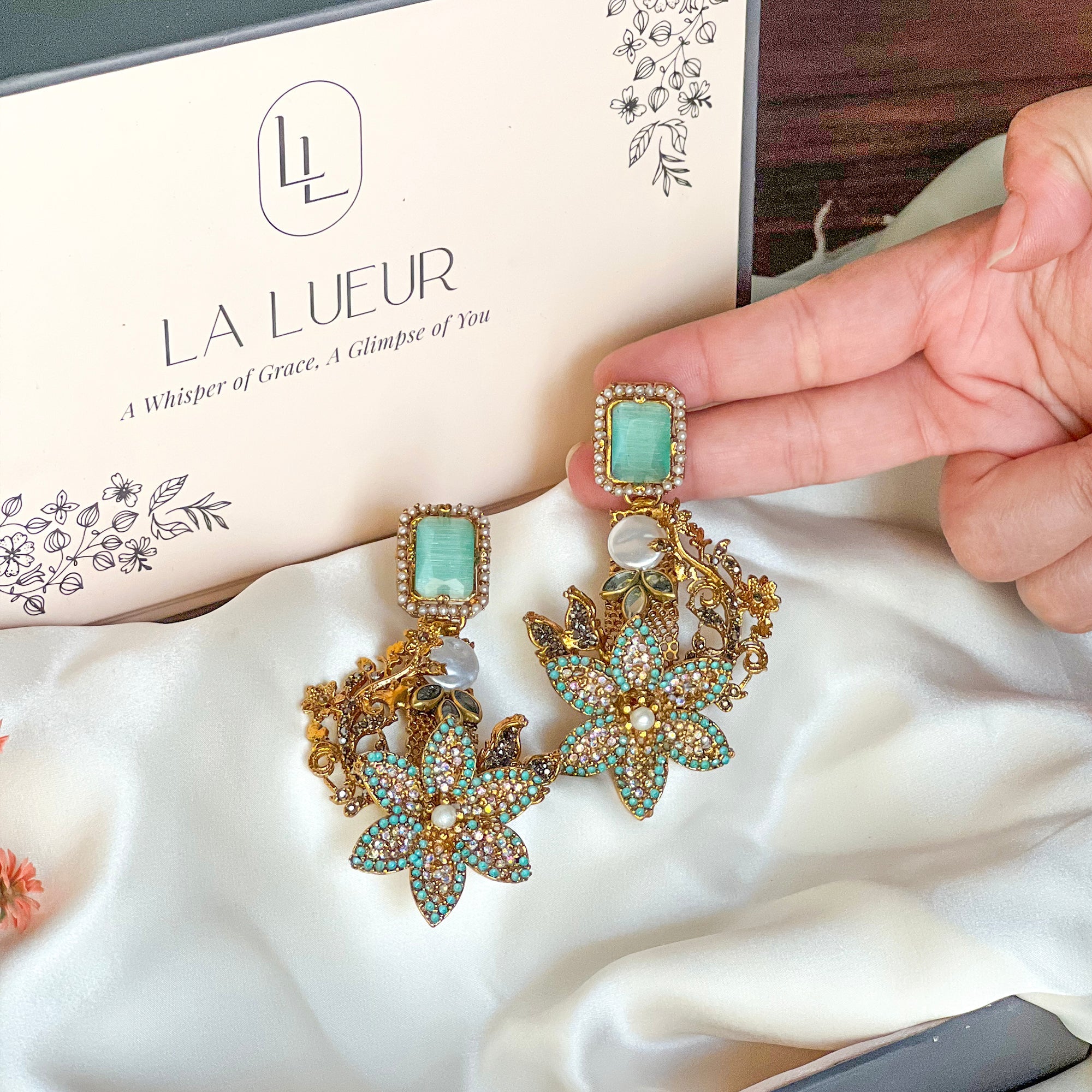 By La Lueur | ER-140 | Gulnaar Earrings - Seafoam