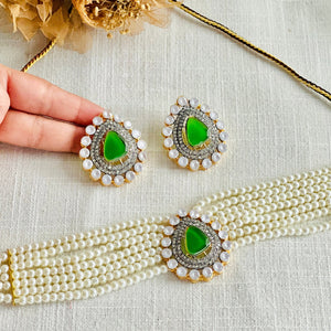 By La Lueur | CS-73 | Hala Choker Set - Peridot