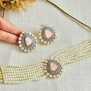 By La Lueur | CS-73 | Hala Choker Set - Rose