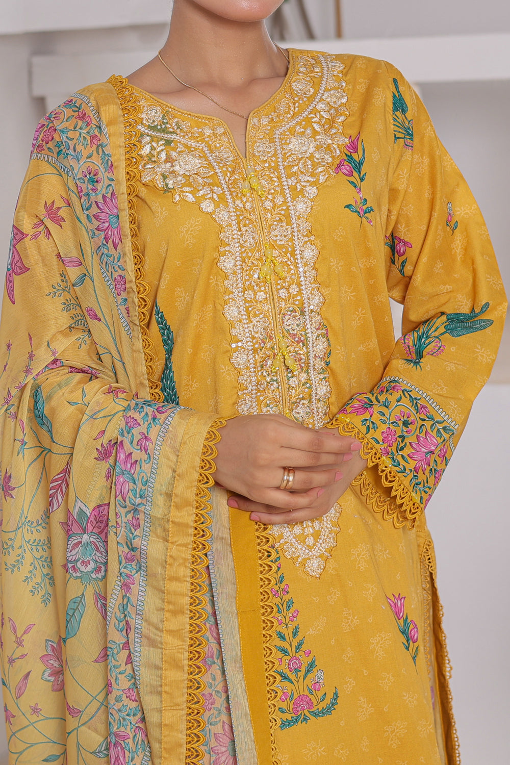 M/Basics by Maria B | AZ-MB-03-A | Summer Stitched Suit