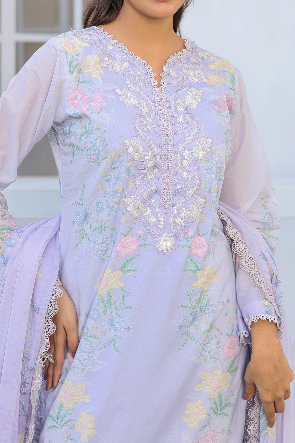 M/Basics by Maria B | AZ-MB-11-B | Summer Stitched Suit