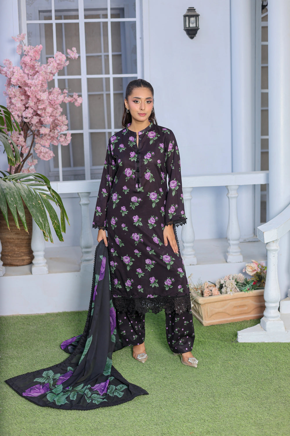 M/Basics by Maria B | AZ-MB-09-B | Summer Stitched Suit