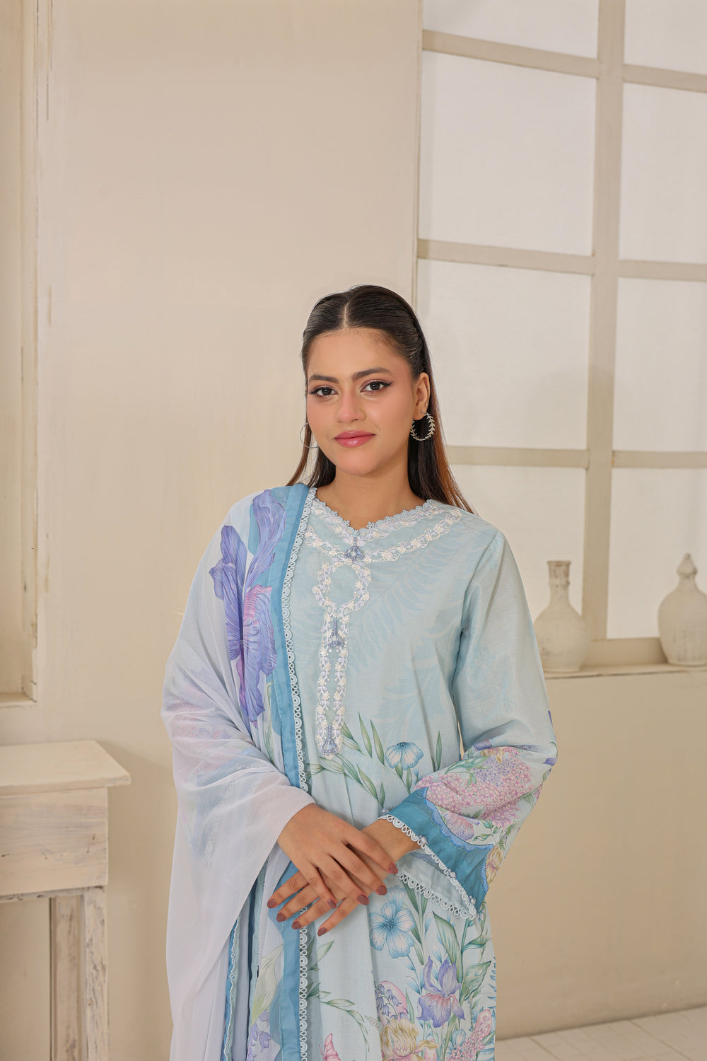 M/Basics by Maria B | AZ-MB-02-B | Summer Stitched Suit