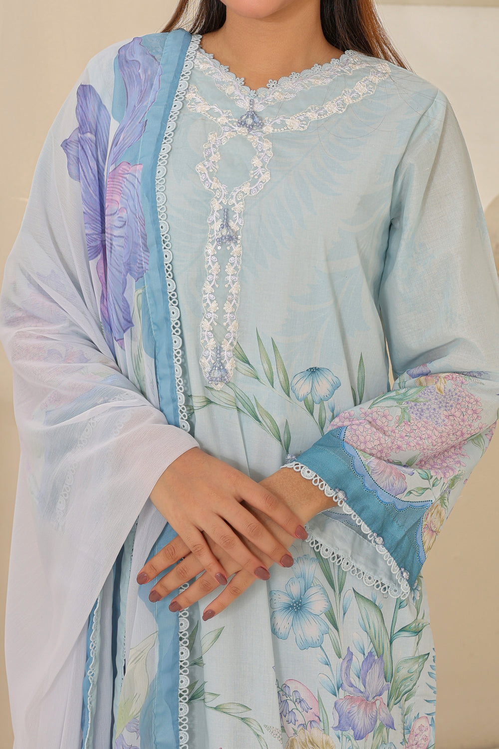 M/Basics by Maria B | AZ-MB-02-B | Summer Stitched Suit