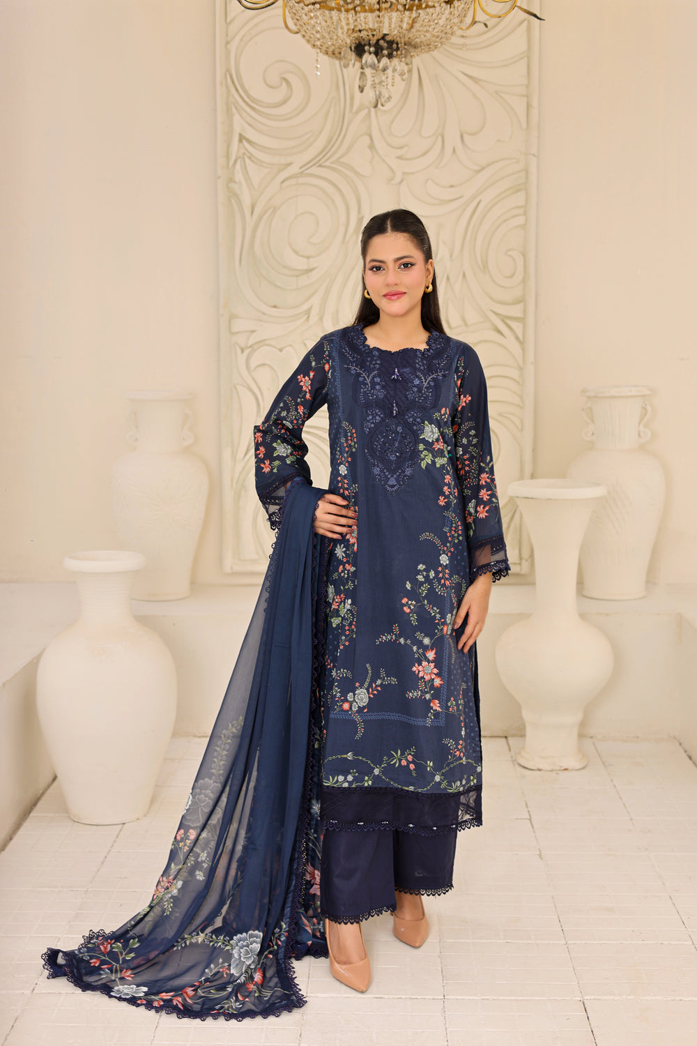 M/Basics by Maria B | AZ-MB-07-B | Summer Stitched Suit