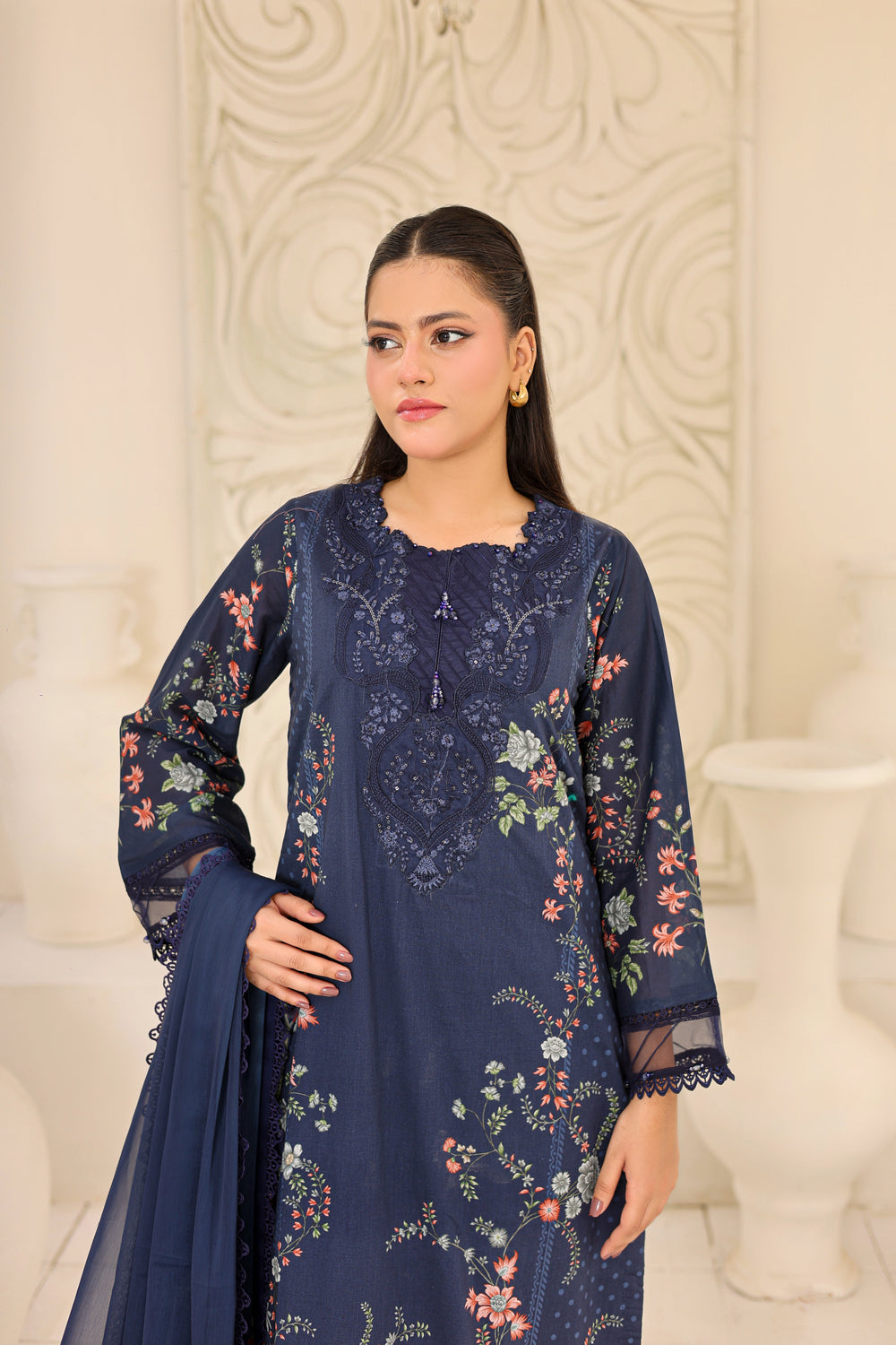 M/Basics by Maria B | AZ-MB-07-B | Summer Stitched Suit
