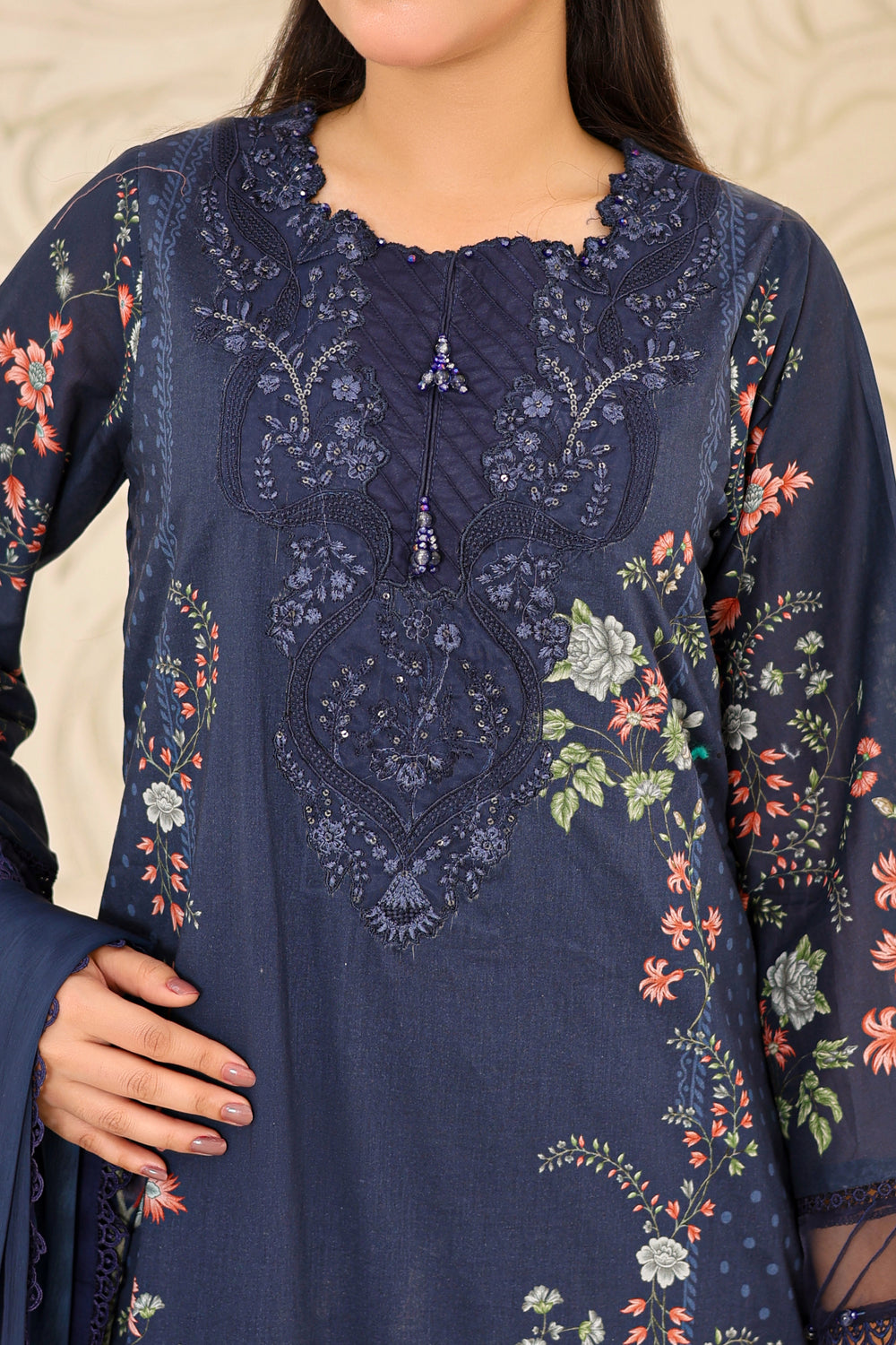 M/Basics by Maria B | AZ-MB-07-B | Summer Stitched Suit