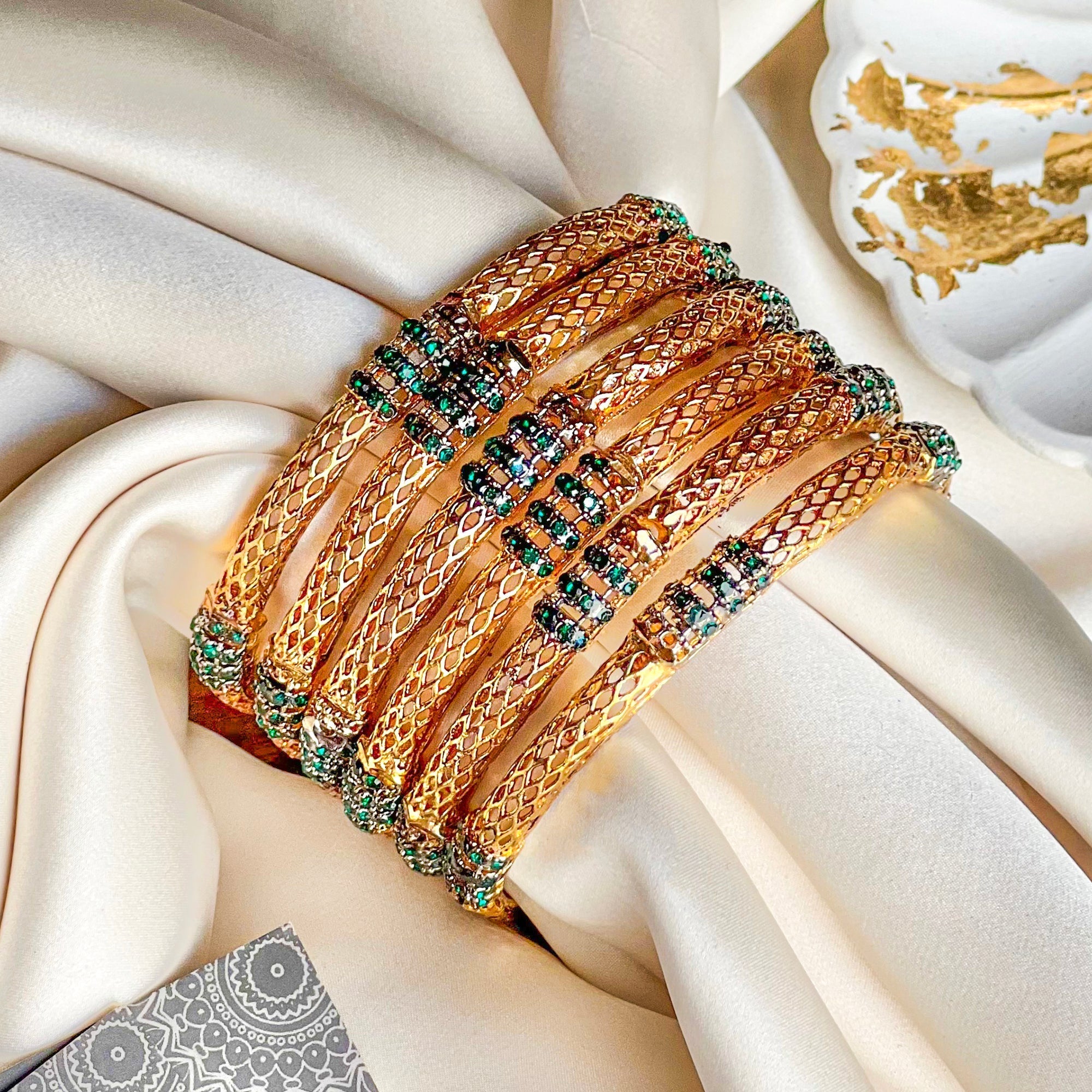 By La Lueur | BN-58 | Khanak Bangles - Emerald Green