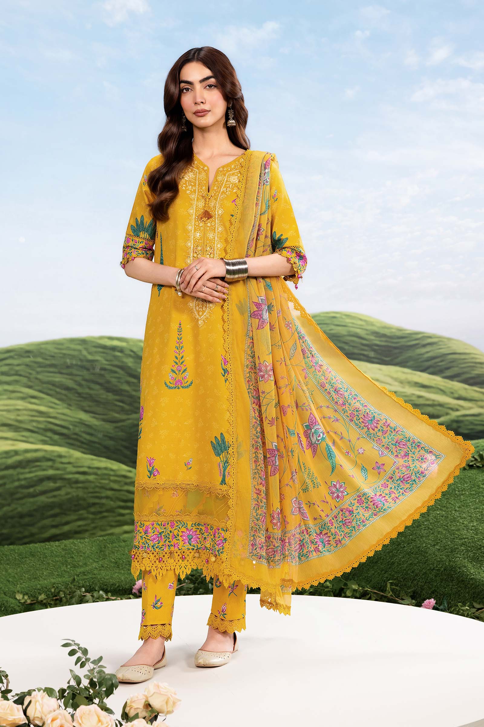 M/Basics by Maria B | AZ-MB-03-A | Summer Stitched Suit