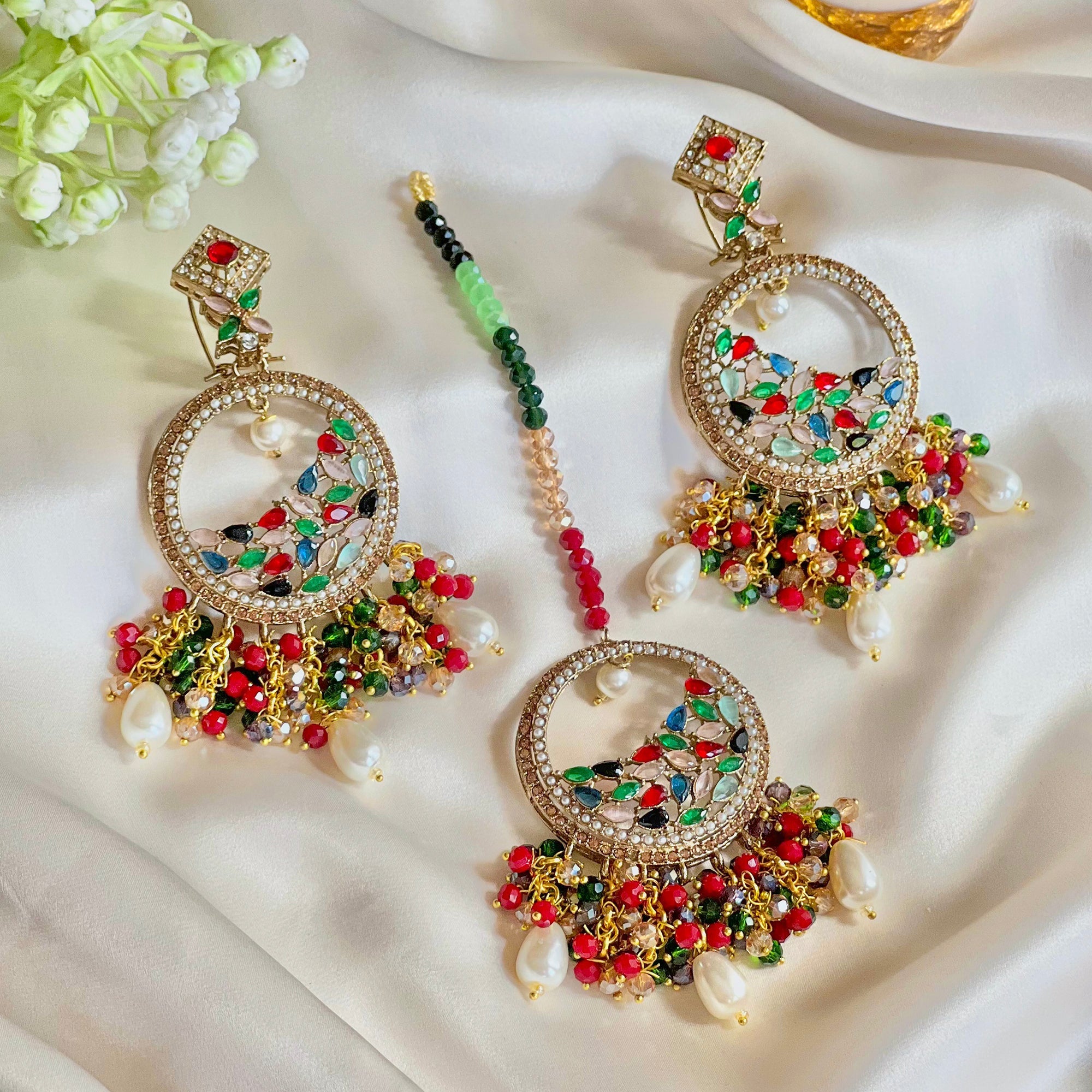 By La Lueur | ER-159 | Mahtaab Earring - Multi