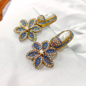 By La Lueur | ER-124 | Naghma-e-Naz Earrings - Blue Sapphire